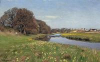 Brendekilde Hans Andersen Winding Its Way Through A Flowering Meadow canvas print