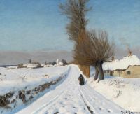 Brendekilde 교회와 Brendekilde Hans Andersen 겨울 풍경