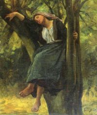 Breton Jules schläft im Wald 1877 Leinwanddruck