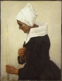 Breton Jules Breton Peasant Woman Holding A Taper Ca. 1869