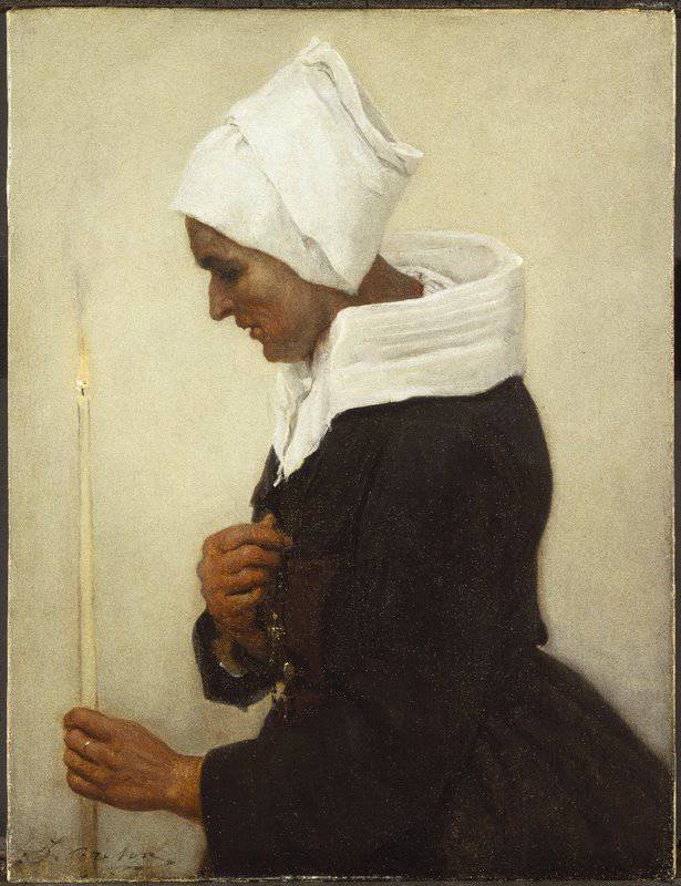 Breton Jules Breton Peasant Woman Holding A Taper Ca. 1869 canvas print