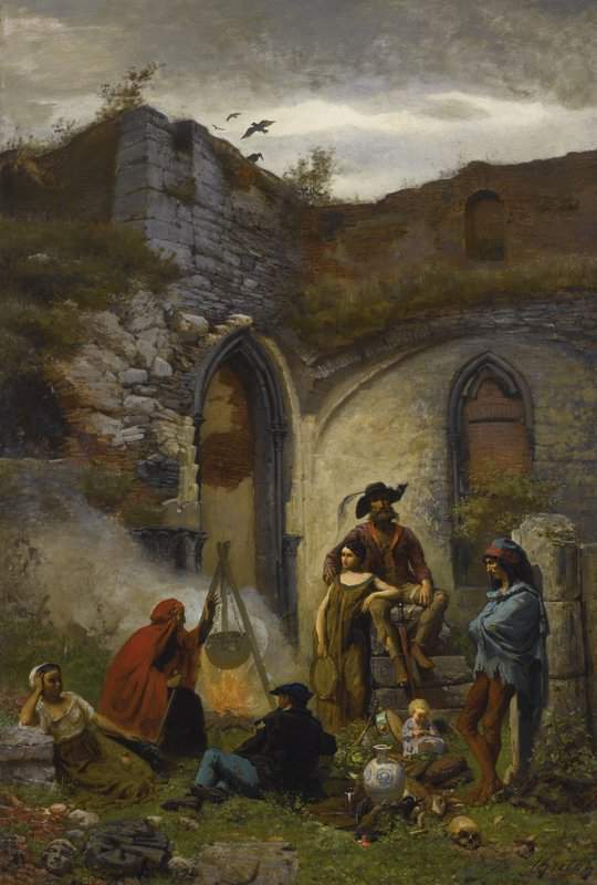 Breton Jules Campement De Bohemiens Dans Les Ruines De Saint Bavon canvas print