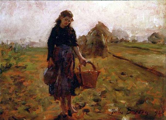 Breton Jules Fillette Portent Une Cruche Et Un Panier Au Retour Des Champs 1894 canvas print