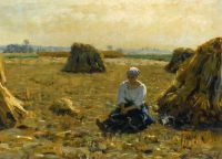 Breton Jules junge Frau auf den Feldern 1885