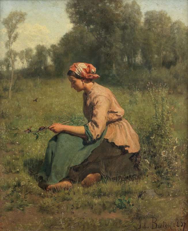 Breton Jules Jeune Paysanne Jouant Avec Des Hannetons 1857 canvas print