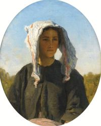 Leinwanddruck von Breton Jules Portrait De Jeune Paysanne Bordelaise