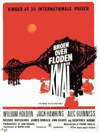 Pont sur la rivière Kwai 1957 Affiche de film danois