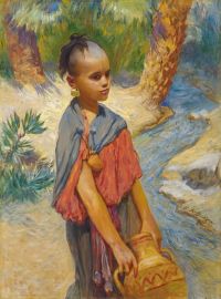Bridgman Frederick Arthur Ein junges Mädchen an einem Fluss