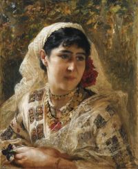 Bridgman Frederick Arthur Porträt einer jungen Frau 1882