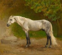 Bridgman Frederick Arthur Romeo An Arabian Stallion In A Landscape
