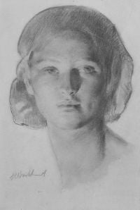 Brockhurst Gerald Leslie Portrait Kopf eines Mädchens