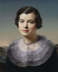 Brockhurst Gerald Leslie Porträt von Miss Ethel Rose in einem schwarzen Kleid