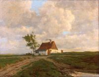 Broge Alfred Landscape With A Farmhouse Bathed In Evening Light In The Distance A Fiord canvas print