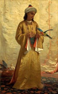 Browne Henriette Ein maurisches Mädchen mit einem Sittich 1875
