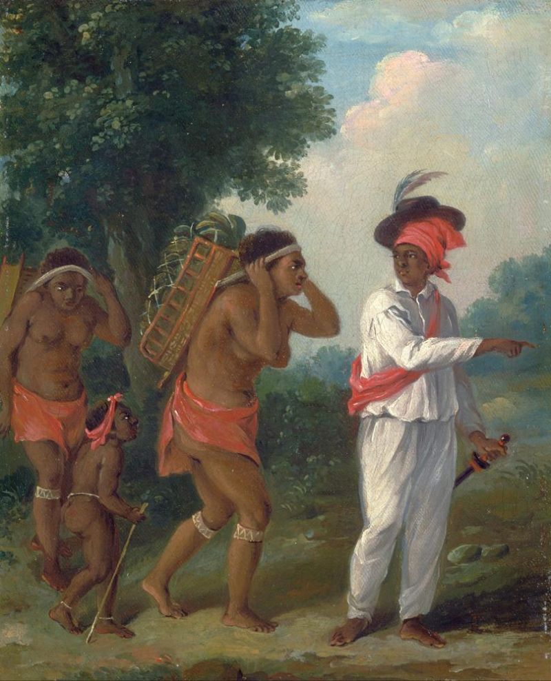 Brunias Agostino West Indian Man Of Color Directing Two Carib Women With A Child canvas print