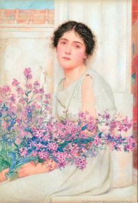 Bulleid George Lawrence A Girl By The Window Holding Broom In Her Arm 1906
