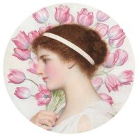 Bulleid George Lawrence A Girl In Classical Dress Bearing Tulips 1920