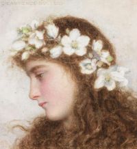 بولليد جورج لورانس فتاة ترتدي إكليل من الورود البرية
