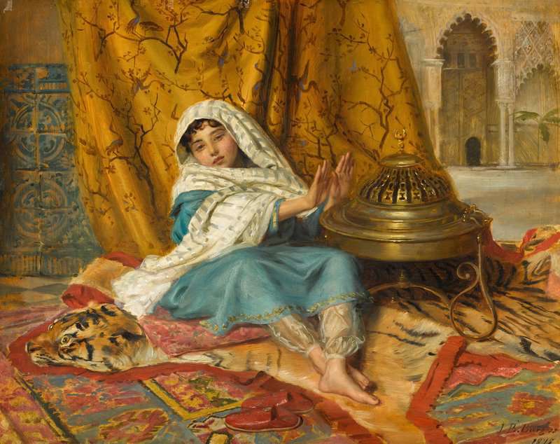 Burgess John Bagnold In The Alhambra Warming Her Hands 1875 canvas print