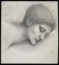 لوحة بورن جونز إدوارد رأس امرأة نائمة