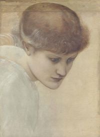 Burne Jones Edward Head Study Of Dorothy Dene Looking Downwards For The Golden Stairs Ca. 1875 canvas print