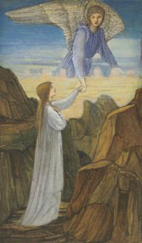 بيرن جونز إدوارد الملاك الحارس كاليفورنيا. 1876 ​​طباعة قماشية