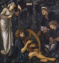 لوحة بورن جونز إدوارد لجنون السير تريستام ١٨٦٢