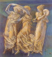 Burne Jones Edward Three Female Figures Dancing And Playing