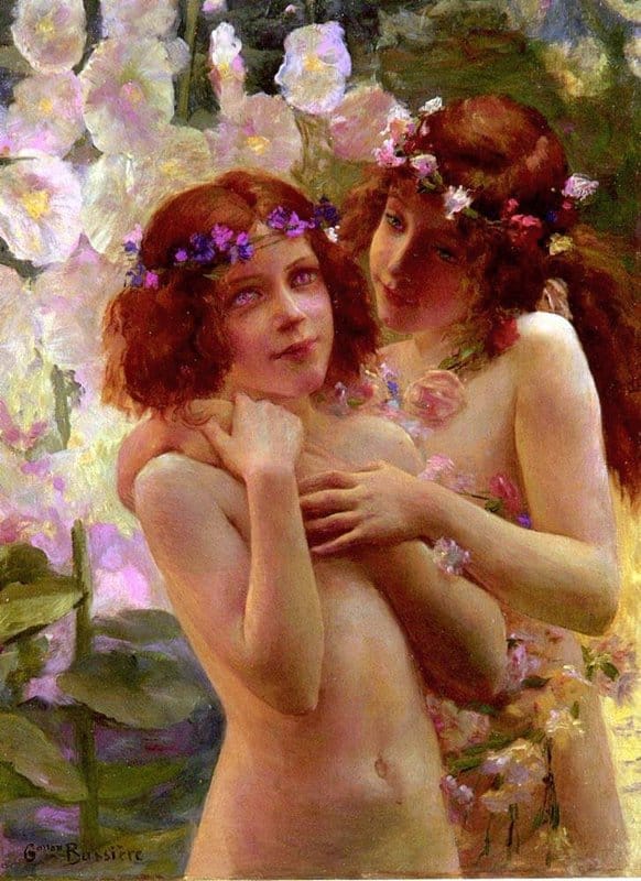 Burton Frederic William Two Children With Crowns Of Flowers canvas print