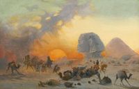 Caffi Ippolito Eine Karawane auf der Flucht aus einem Simoom in der Wüste in der Nähe der Sphinx