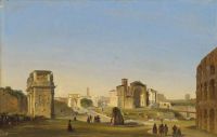 Caffi Ippolito A View Of The Forum With The Arch Of Constantine And The Temple Of Venus In Rome canvas print