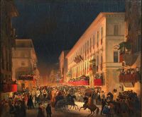 로마의 Caffi Ippolito Carnival The Feast of Moccoletti 1844