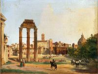 Caffi Ippolito Rome منظر للمنتدى الروماني مع معبد كاستور وبولوكس 1843