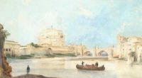Caffi Ippolito View Of The Castel Sant Angelo Rome 1