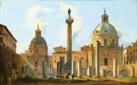 로마에서 Trajan S 포럼의 Caffi Ippolito 보기 Ca. 1832년