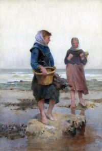 Caffieri Hector Cockle Gatherers On The Shore