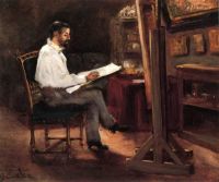 Caillebotte Gustave The Painter Morot في استوديوه كاليفورنيا .1874