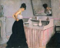 Caillebotte Gustave Woman على طاولة الزينة عام 1873
