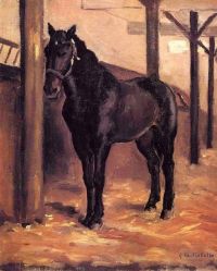 Caillebotte Gustave Yerres Dunkelbraunes Pferd im Stall Ca. 1871 78