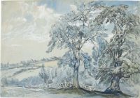 Callow William Parkland im Madeley Manor Staffordshire 1843 Leinwanddruck