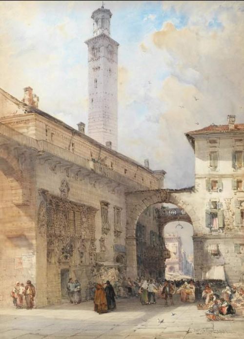 Callow William Piazza Dei Signori Verona 1881 canvas print