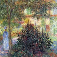 Camille in de tuin van het huis in Argenteuil door Monet