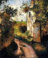 Camille Pissarro, un campesino en el carril en Hermitage Pontoise 1876