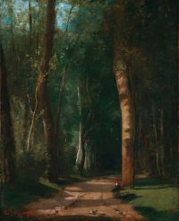 طباعة قماش كاميل بيسارو Allee Dans Une Foret Road In A Forest 1859