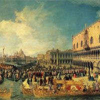Canaletto-ontvangst van de keizerlijke ambassadeur in het Doge S-paleis