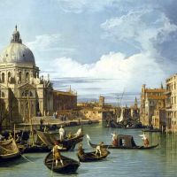 Canaletto Het Canal Grande en de kerk van de groet
