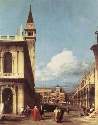Canaletto Die Piazzetta mit Blick auf den Uhrturm