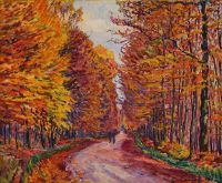Cariot Gustave Georgenborn Der Weg nach Wiesbaden im Wald Herbst 1925