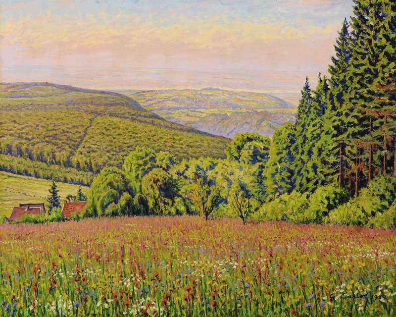 Cariot Gustave Paysage De Rhenanie Aux Champs Fleuris 1929 canvas print