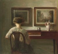 Carl Vilhelm Hols E Danish 1863-1935 Young Lady At The Spinet C. 1900